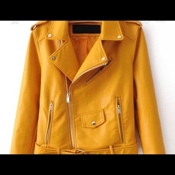 Shein yellow leather jacket worn 2 times FLASH SALE - Picture 1 of 1